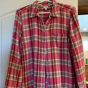 Pink and green plaid top